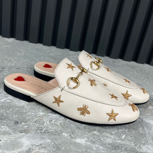 Gucci Princetown Horsebit Stars Bee Embroidered White Leather 6.5 US or 36.5 EUR - Picture 2 of 19