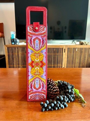 Red Wine Gift Bag Faux Leather Wine Tote Carrier Single Bottle Champagne New - Picture 3 of 6