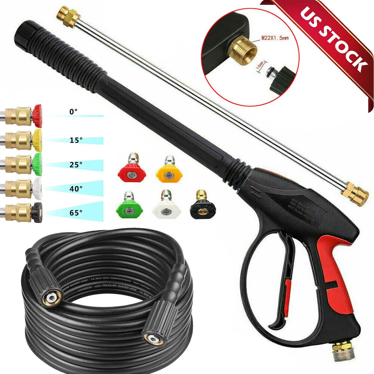 4000PSI High Pressure Car Power Washer Gun Spray Wand Lance Nozzle 