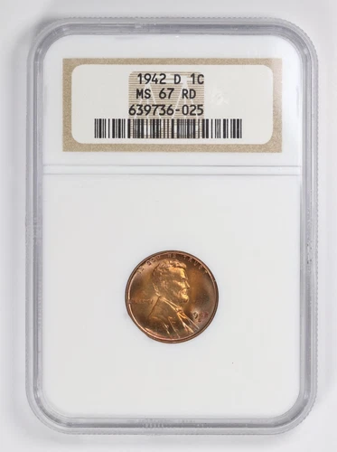 1942-D Lincoln Wheat Cent 1C NGC MS67 RD