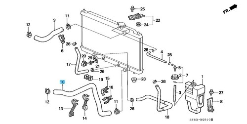 Manguera inferior de agua genuina HONDA ACURA INTEGRA DC2 1994-2001 19502-P72-000 FABRICANTE DE EQUIPOS ORIGINALES - Imagen 3 de 3