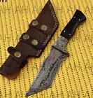Handmade Forged Damascus Steel Fixed Tanto Blade Tracker Hunting Knife Edc