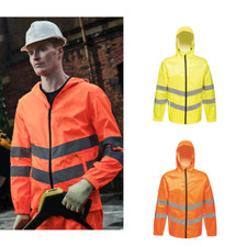 Regatta High Visibility Pro Pack Away Jacket TRW497 -Water/Windproof Hooded Coat