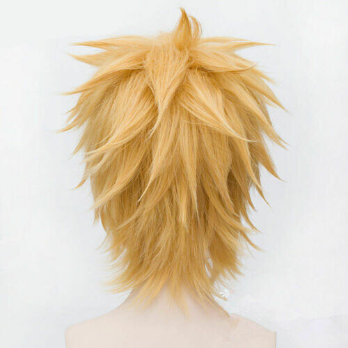 NARUTO Uzumaki Giallo Cosplay Costume Accessorio Capelli Strati Parrucca Corta - Foto 5 di 12