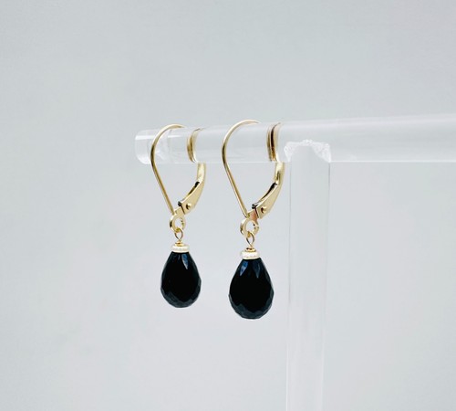 Nachlass 14K Gelbgold schwarzer Onyx Briolette Ohrhänger Ohrhänger 1,10" - Bild 6 von 20