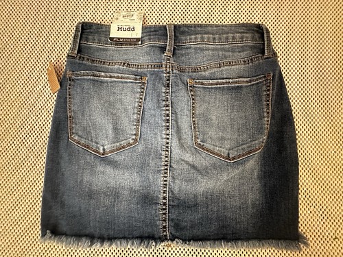 Y2k Mudd Jean DENIM Mini Skirt Sz 7 (5/6) S/M Stretch Cut Off VTG NWT Frayed - Picture 8 of 13
