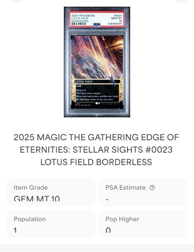 MTG✨LOTUS FIELD✨Edge of Eternities - Stellar Sights PSA 10 Mythic Land POP 1 ! - Picture 9 of 9