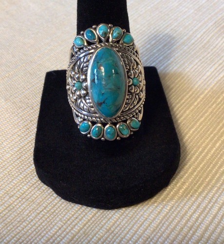 BBJ Southwest Sterling Silver Turquoise Ring Size 9 - 第 1/7 張圖片