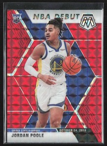 Jordan Poole 2019-20 Panini Mosaic Red Prizm RC #261 Golden State Warriors