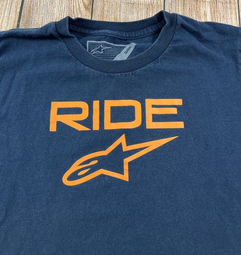 Ride Alpinestars Motocross Youth Kids Classic T Shirt Blue Orange Size Small - Picture 2 of 5