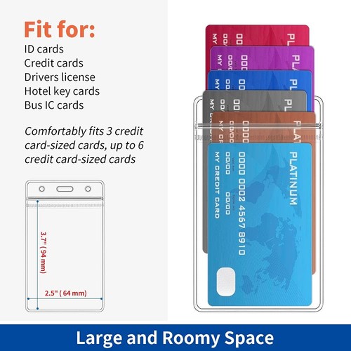 Vertical ID Badge Holders, 10 Pack, Clear Plastic Work Card Sleeve, Name Tag ... - 第 2/7 張圖片