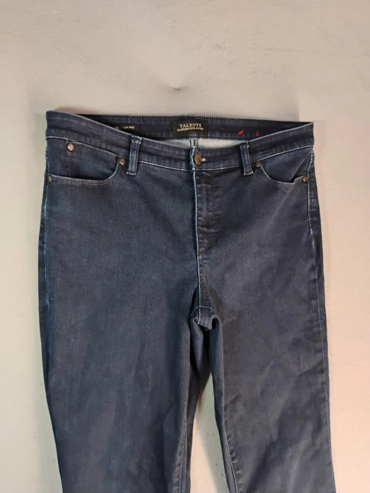 Talbots Womens Jeans 10 Blue Slim Ankle Mid Rise Dark Denim Solid 5 Pockets - Image 3 of 4