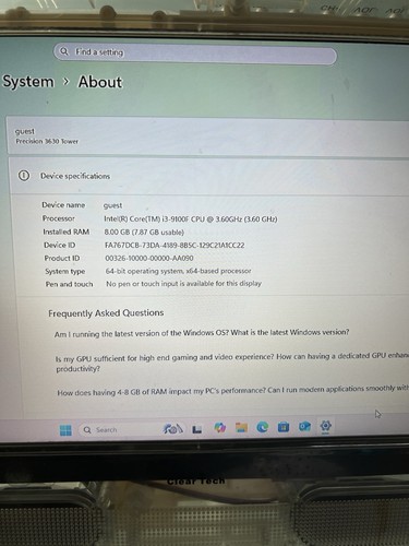 Dell Precision 3630 Tower Intel i3-9100 3.6GHz 8GB DDR4 RAM 112GB SSD - Picture 15 of 16