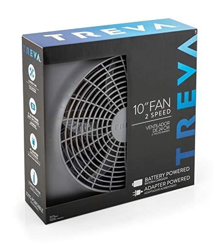 Treva 10-Inch Portable Desktop Air Circulation Battery Fan, 2 Speed, Compact ... - Picture 2 of 9