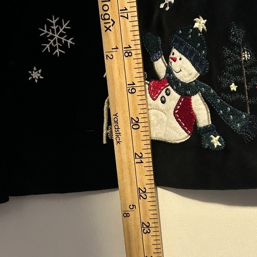 Snowman Christmas Vest Embroidered Ice Skates Sz Large Ugly Sweater Grandmacore - Picture 5 of 6