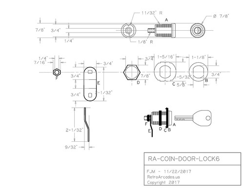 Cerradura puerta moneda juego pinball arcade, 25mm, llave semicircular WKS, 1 cerradura y 1 llave - Imagen 2 de 2