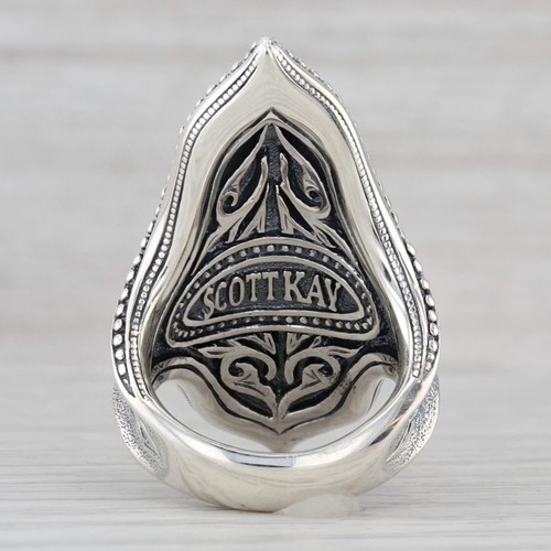 Scott Kay Ornate Cubic Zirconia Statement Ring Sterling Silver Size 5 - Picture 4 of 11