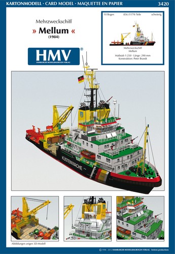 Kartonmodell Mehrzweckschiff Mellum 1:250 HMV Hamburger Modellbaubogen Verlag - Bild 1 von 11