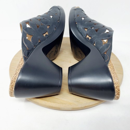 Dansko Sandals Womens 39 Floral Black Leather Cutout Heel Comfort Slide Shoe - Picture 11 of 13