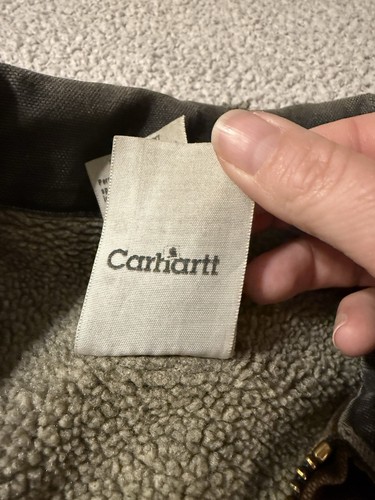 Carhartt Sherpa Fleece Lined Jacket Duck Canvas Men Large Brown Work C81 DKB - Picture 6 of 15
