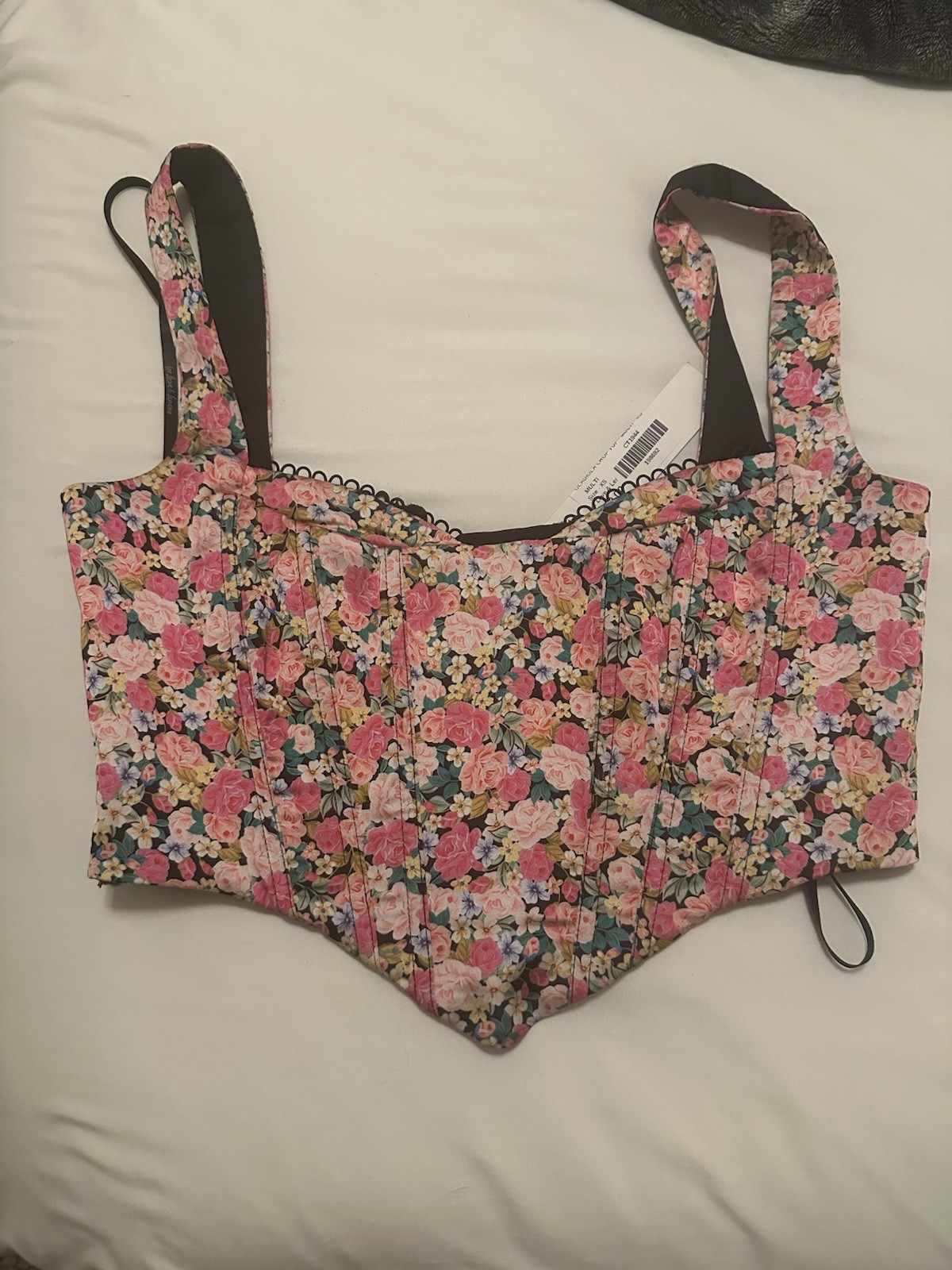 NWT For Love & Lemons Gladiola Crop Corset Floral Top Multi Sz Xs read