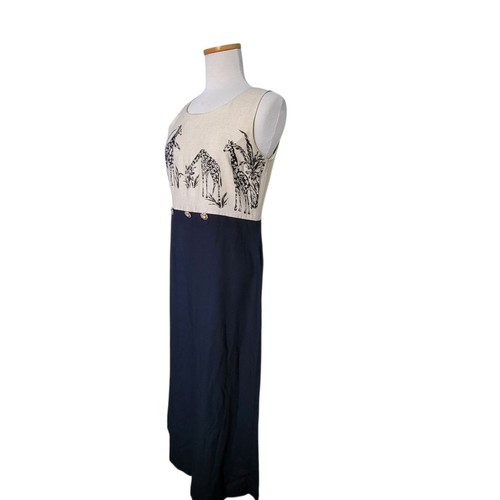 Maxi Vestido Max Taylor Jirafas Vintage Lino Arte Para Usar Lagen Look LG - Imagen 10 de 13