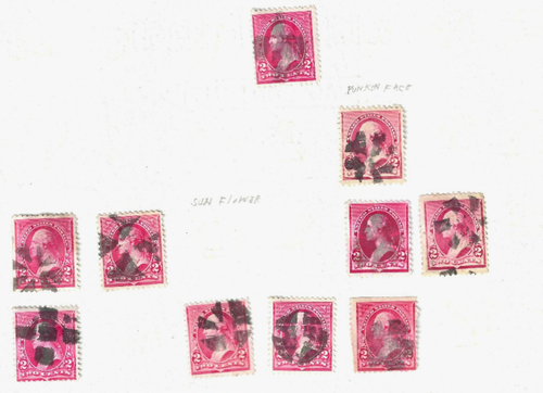 Sc #220 Untyped Bureaus Fancy Cancels 2 Cent Washington 1890-95 US 15-1 - Picture 2 of 4