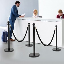 4Pcs Stanchion Posts Crowd Control Barriers Commercial Stanchion Post W/ Ropes