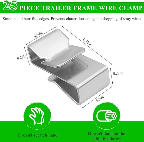 25 PCS Trailer Frame Wire Clips, 0.72"/18mm Steel Wiring Clips for... - 第 2/6 張圖片