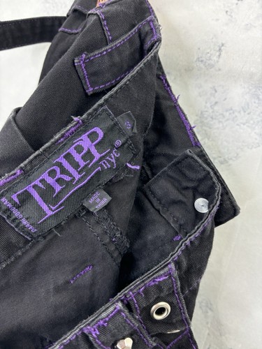 Pantaloni vintage TRIPP NYC Daang Goodman Goth Rave larghi bondage zip catene viola - Foto 2 di 18