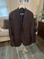 Hart Schaffner Marx Dark Brown Plaid Blazer wool 42L