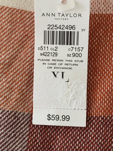 Ann Taylor Womens Checkered Sleeveless Plaid Tank Top XL Orange/Burgundy - Afbeelding 4 van 10