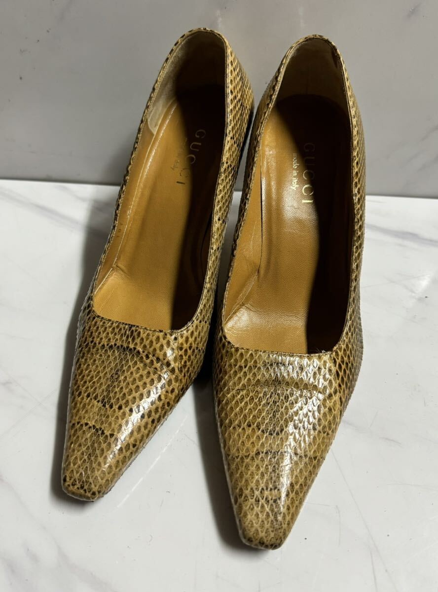 Rare Gucci Python Leather Heels Pumps Snakeskin S… - image 1