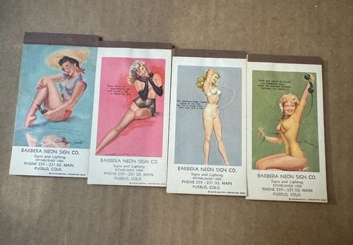Vintage Barbera Neon Sign Co Pin Up Advertising Mini Notepads Pueblo CO Lot Of 4