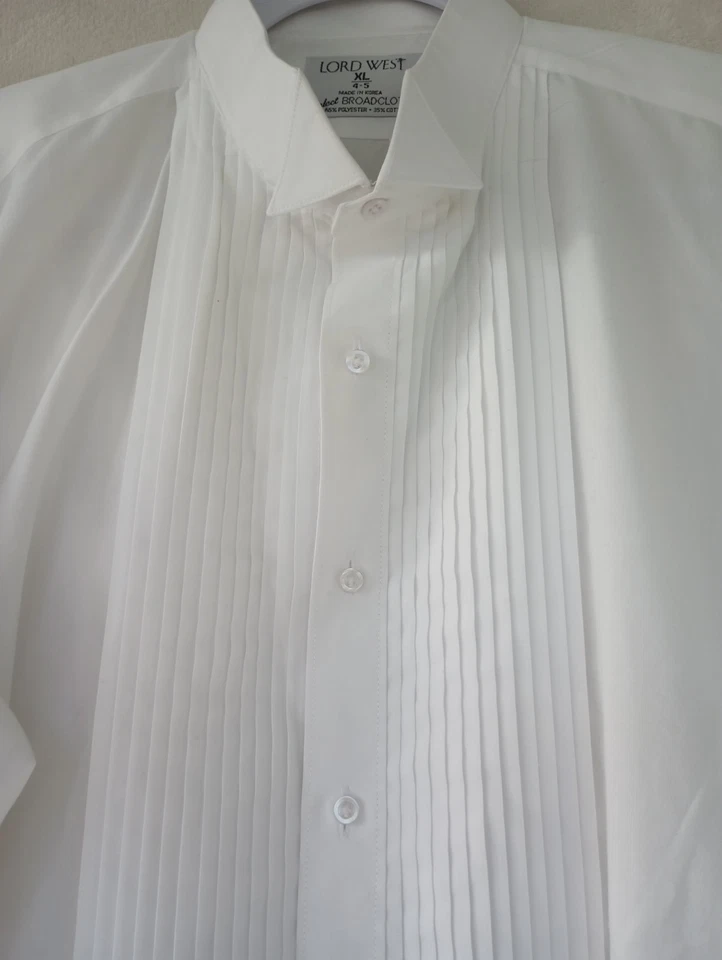 Camisa Esmoquin Para Hombres Lord West Vestido con Volantes Ligero Blanco Adulto XL Hecha en Corea Foto 3 de 4