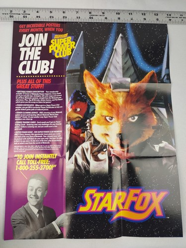 Star Fox Play It Loud Super Nintendo SNES Foldable Promo Poster Insert NUR - Bild 5 von 8