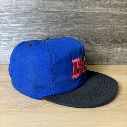Vintage Bud Hat Cap Snap Back Blue Black Embroidered Football Mens Made USA 90s - Picture 6 of 11