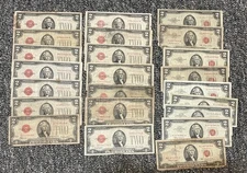 (23) Red $2.00 U.S. Notes (1928, 1953, 1963) - Low Grade and/or Damaged