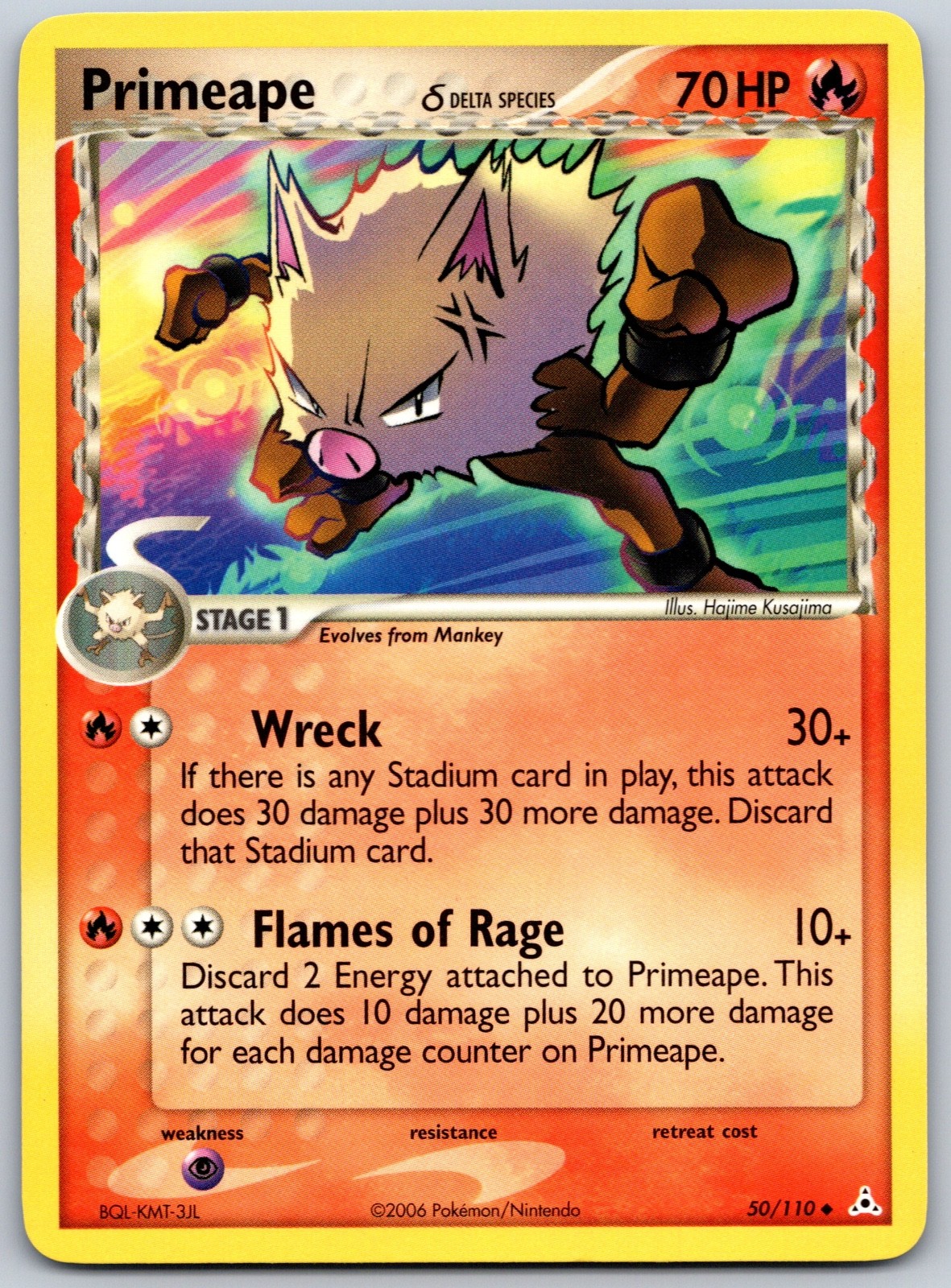 Primeape (Delta Species) Uncommon Hajime Kusajima EX Holon Phantoms 50/110 NM