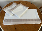 LAURA ASHLEY King Size 100% Cotton Duvet Set.White & Latte