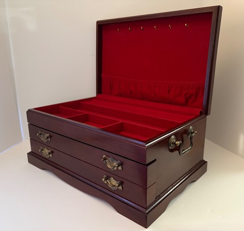 Vintage Mahogany Finish Wood Jewelry Chest Box with  Lift Top and One Drawer - Bild 11 von 17