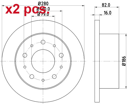 X2 STÜCK BREMSSCHEIBEN ROTOS HINTEN X2 STÜCK SET MDC1686 MINTEX I - Bild 1 von 3