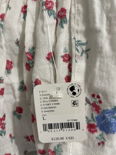 NWT $128 Free People Chloe Printed Top in Tea Combo Size L - Picture 7 of 11