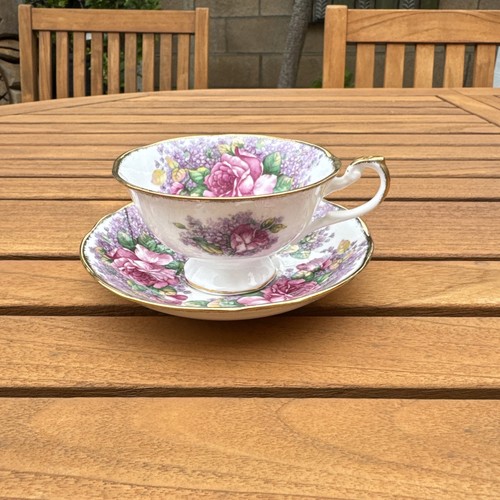 Tazza da tè e piattino CROWN Bone China. Floreale Made In England - Foto 2 di 9