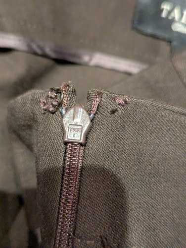 Talbots Damen 14 klassische Seitenreißverschluss flach braun vorne gerades Bein Hose LESEN - Bild 7 von 14