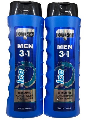 ( Lot 2 ) Daily Defense Men 3-in-1 ICE Shampoo Conditioner Body Wash 15 Oz Ea DH