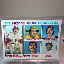 1982 Topps '81 HOME RUN LEADERS #162 Murray, Schmidt, Grich, Armas, Evans
