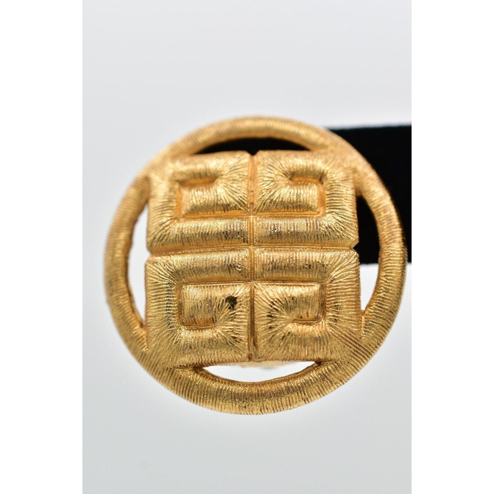 Givenchy Vintage 4G Logo Clip On Earrings Brushed Gold Chunky Signed 1980s BinAE image 7