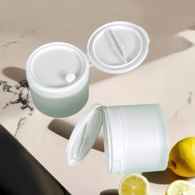 Flip Cover With Spoon Or Tweezers Refillable Bottles Empty Makeup Jar Pot