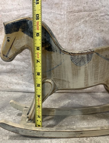 Par de caballos mecedores de madera primitivos de colección hechos a mano rústicos granja americana - Imagen 9 de 13